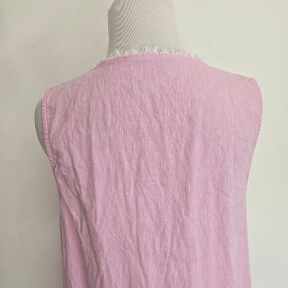 J. McLaughlin Maryann Linen Dress Pink A Line Relaxed Ruffle Women Medium - Picture 8 of 13